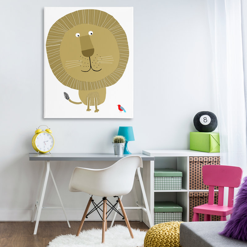 Amical lion et toile, conception de Carla Daly, H 48 po x l 36 po