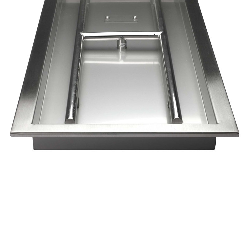 36" Rectangular Stainless Steel Fire Pit Burner with Pan