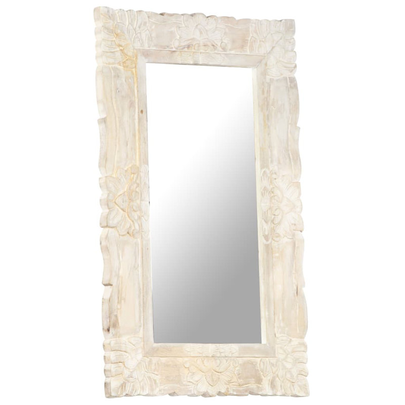 Cummins Wood Flat Wall Mirror, 80 cm H x 50 cm W, White