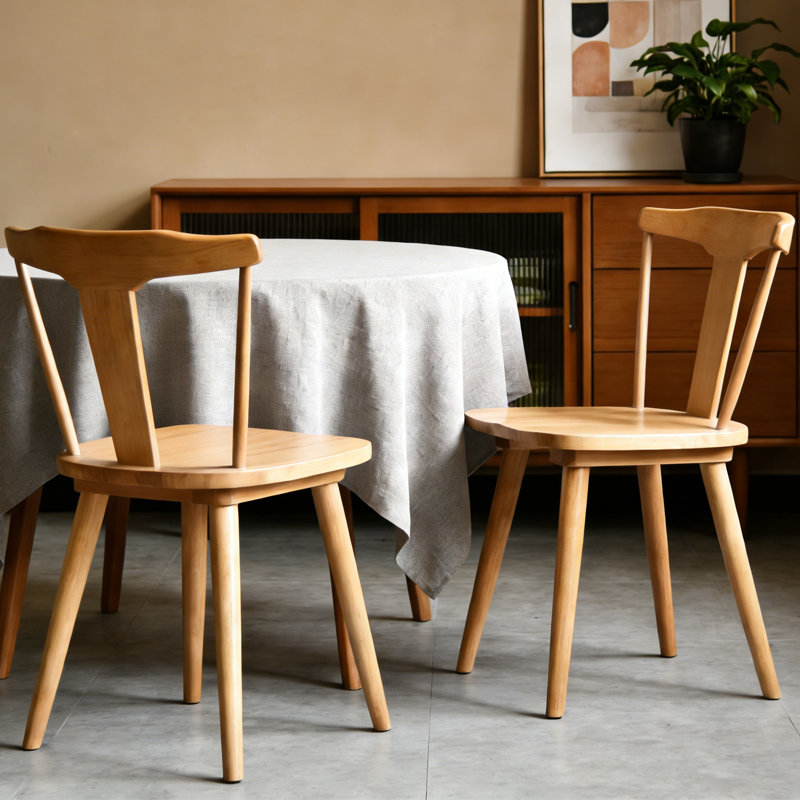 Brannagh 19.3" Wide Modern Scandinavian Solid Wood Dining Chair Y-Shaped Backrest, Natural