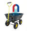 Chariot de jardin robuste à 4 roues avec pneus pneumatiques - Camion à benne basculante pliable en acier poly pour travaux extérieurs