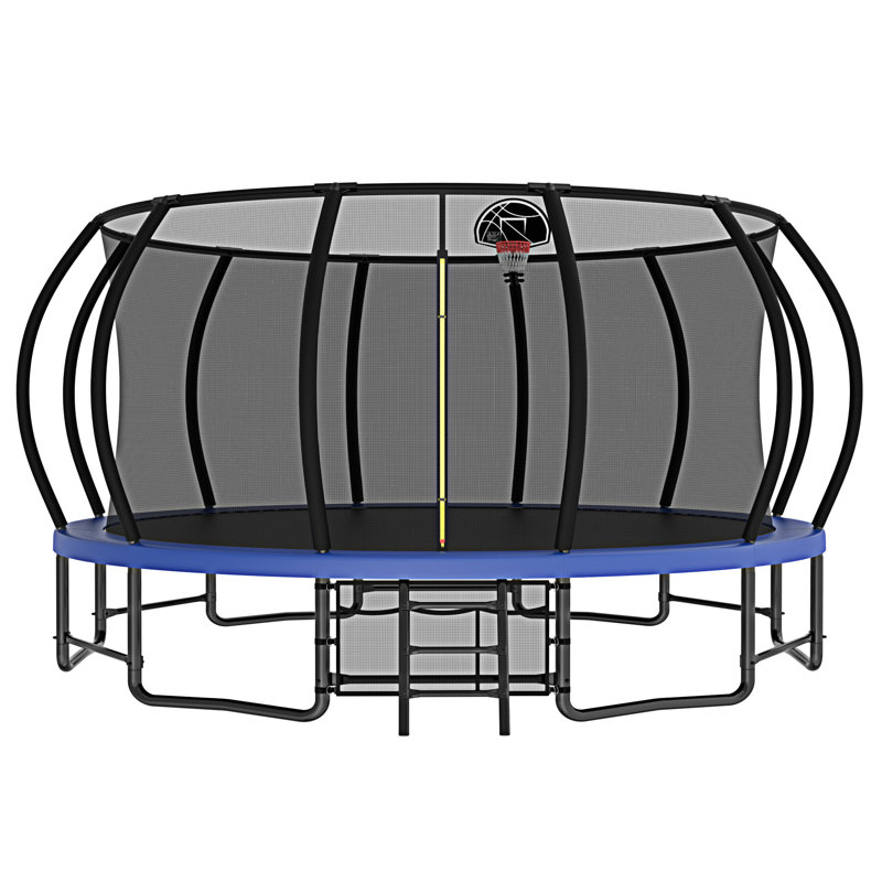 Blue 16 ft. Round Outdoor Trampoline with Enclosure Net