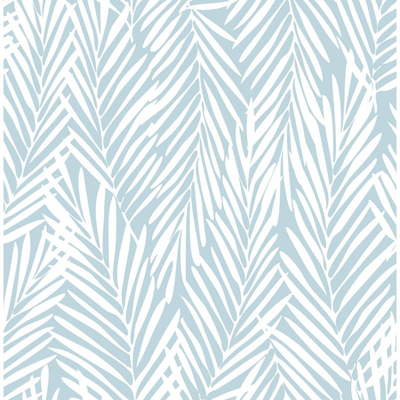 Rouleau de papier peint autocollant L 18 pi x l 20,5 po Harbor Mod Palm, Bleu ciel