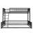 Twin XL Over Queen Floor Bunk Bed Frame with Ladder & Safety Guardrails, Easy Assembly, Black
