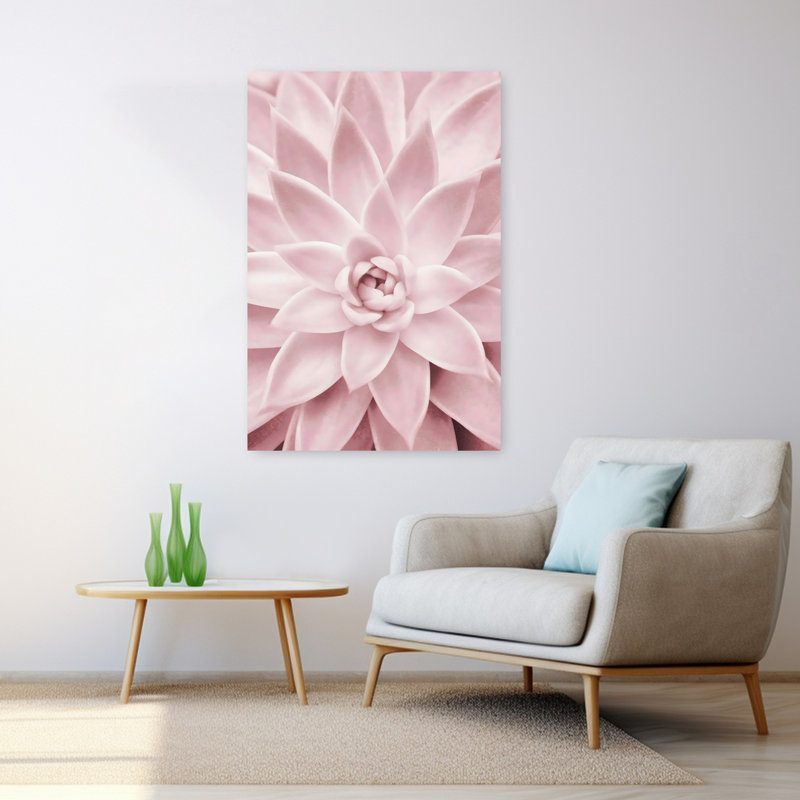 «Rose Succulent Abstract», art mural contemporain, 48" H x 32" W