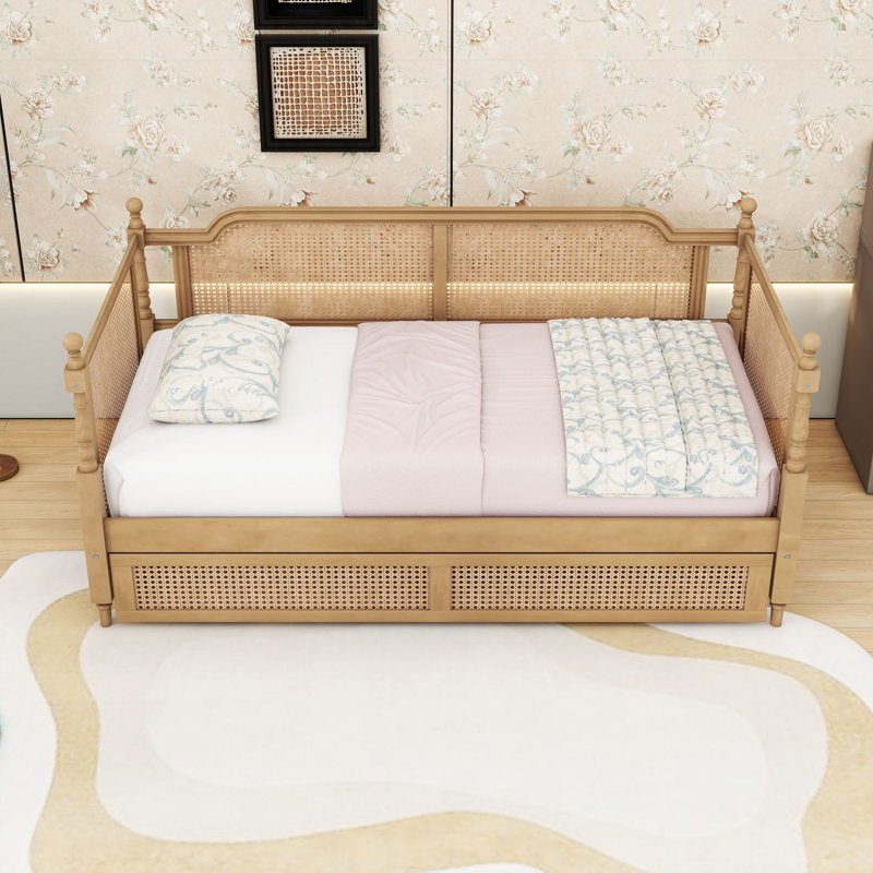 Wood Daybed with 2 Storage Drawers, Twin, Antique Walnut