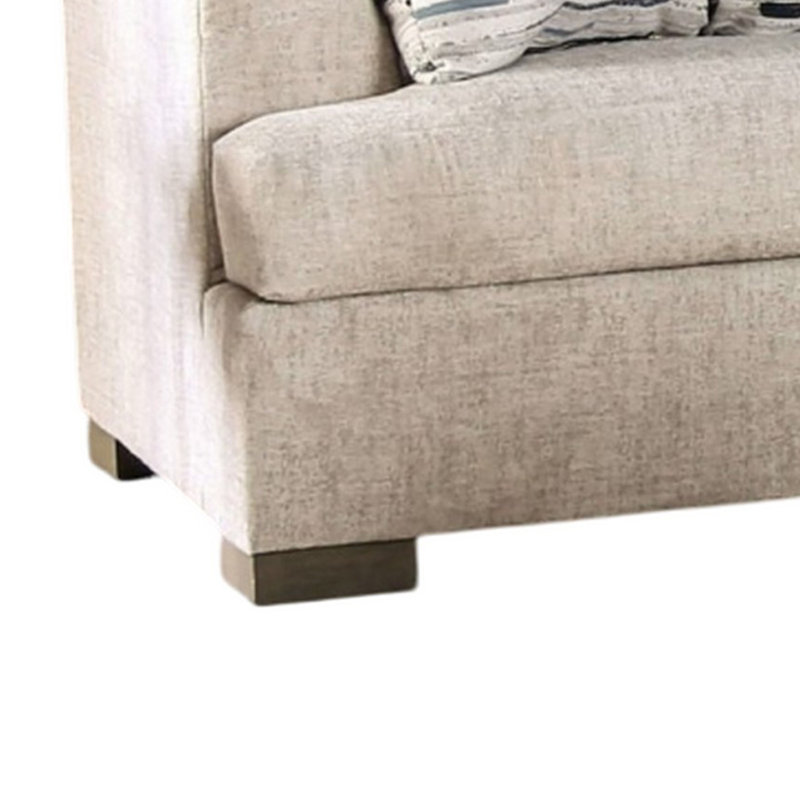 Canapé Lewis avec 4 coussins décoratifs, 92 pouces, polyester, Crème, crème