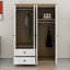 Armoire à 4 portes avec tiroirs intégrés, tablette et tringle
