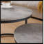 Table gigogne ronde de 24 po, table basse d'appoint, finition en bois de faux béton gris, peu encombrante, style industriel moderne-609217126-609217049