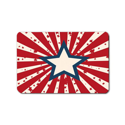 Radial Stripe Burst Star 24" x 36" Door Rug 4th of July Indoor Outdoor Red
