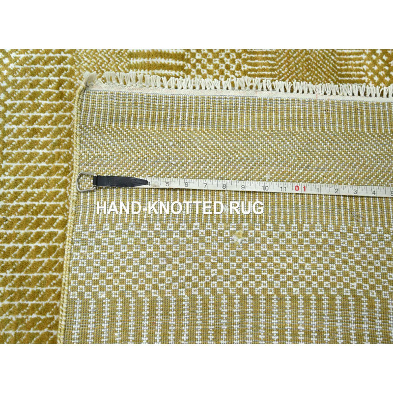 Tapis en laine et soie noués à la main 9 pi x 12 pi 3 po de couleur cumin brun 751E302F944E4945AA7DEB4580527987