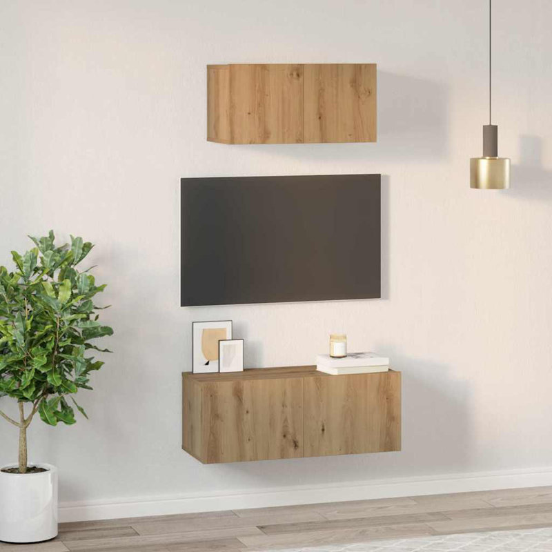 TV Cabinet Set Wall-Mounted 2 Pcs 80 X 30 X 30 Cm, Artisan Oak