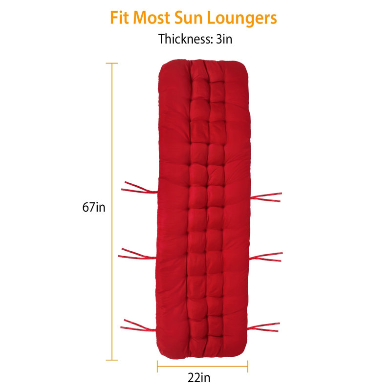 Outdoor 3'' Lounge Chair Chair Pad, Wine Red