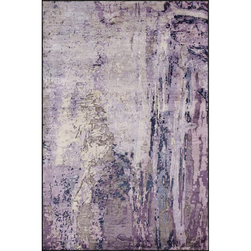 Pastel Painted Colorful Woven Base Machine Washable Rug, Rectangle 2'6" x 4'11" Rug Pad Included