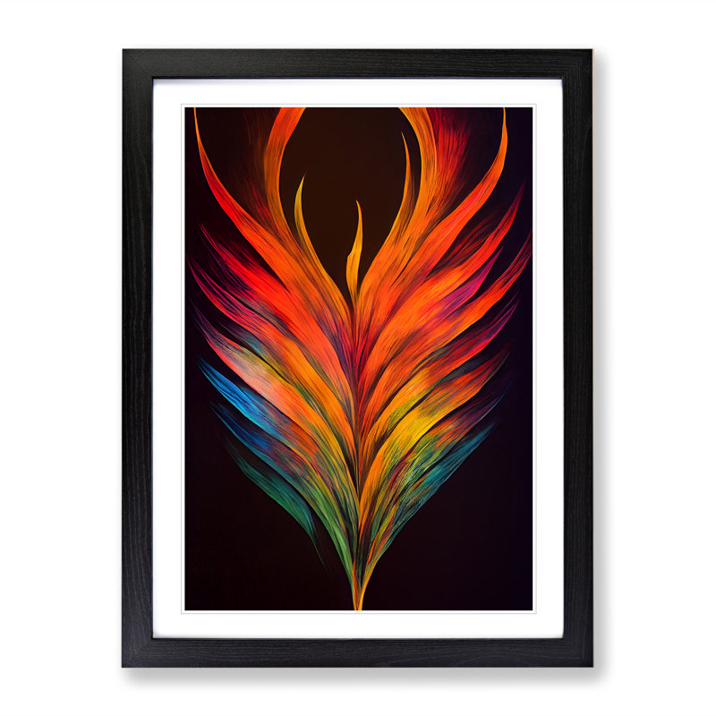 Daring Feather - Single Picture Frame Print, Black, 46cm H x 34cm W x 2cm D