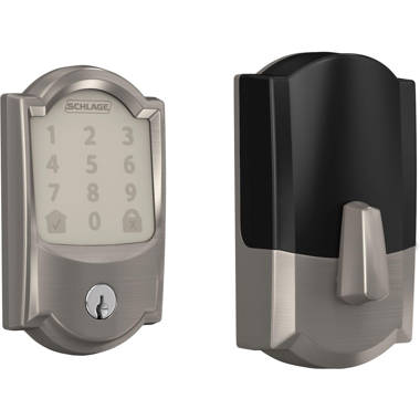 SCHLAGE BE469ZP CAM 619 Connect Smart Deadbolt with alarm with Camelot Trim  in Satin Nickel, Z-Wave Plus enabled
