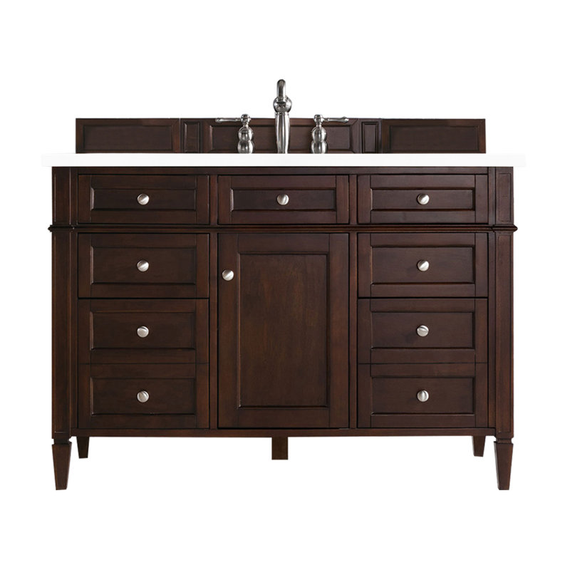 Brittany 48 in. Single Vanity, Burnished Mahogany, White Zeus, Single-Hole