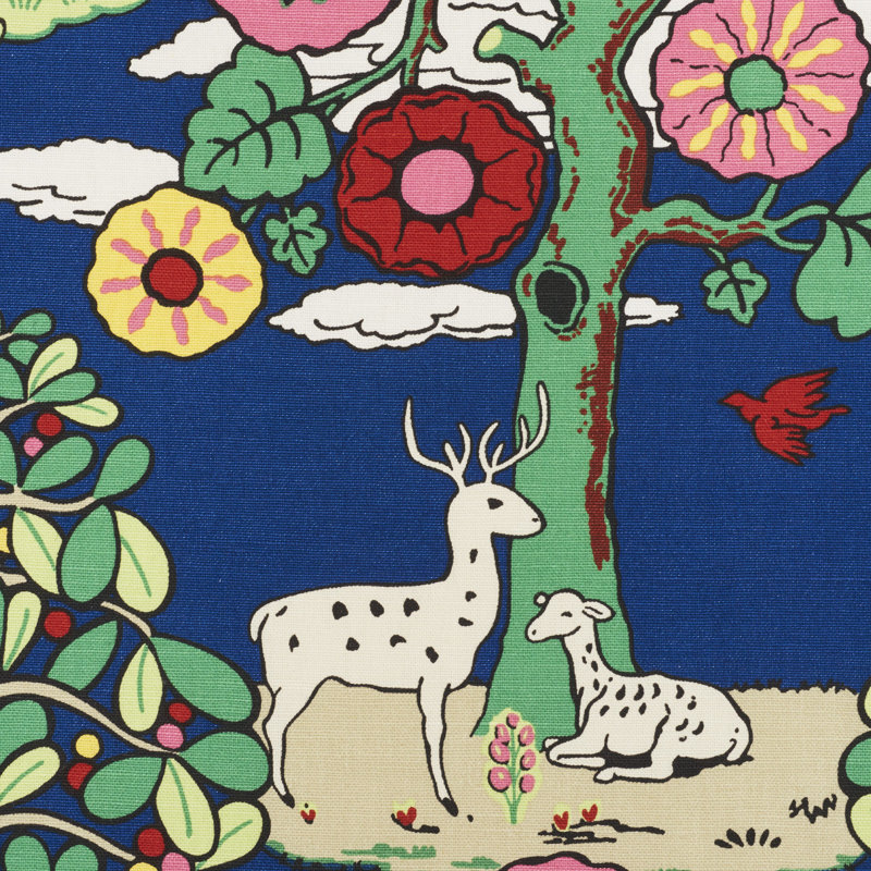 Tissu fantaisie forêt, Bleu