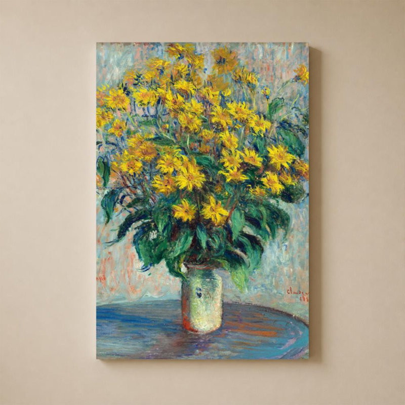 Fleurs d'artichauts de Claude Monet - Graphisme sur toile, H 36 po x l 24 po, Toile tendue, Ne s’applique pas