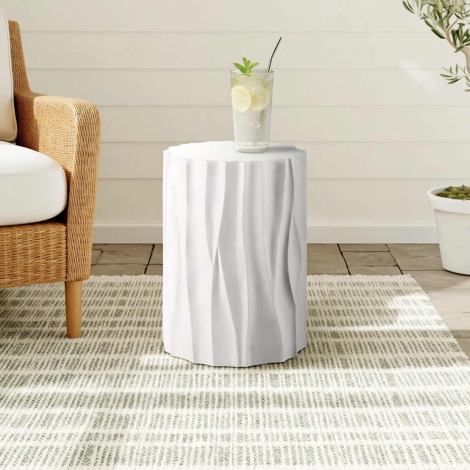Davis 16'' Stone Outdoor Side Table