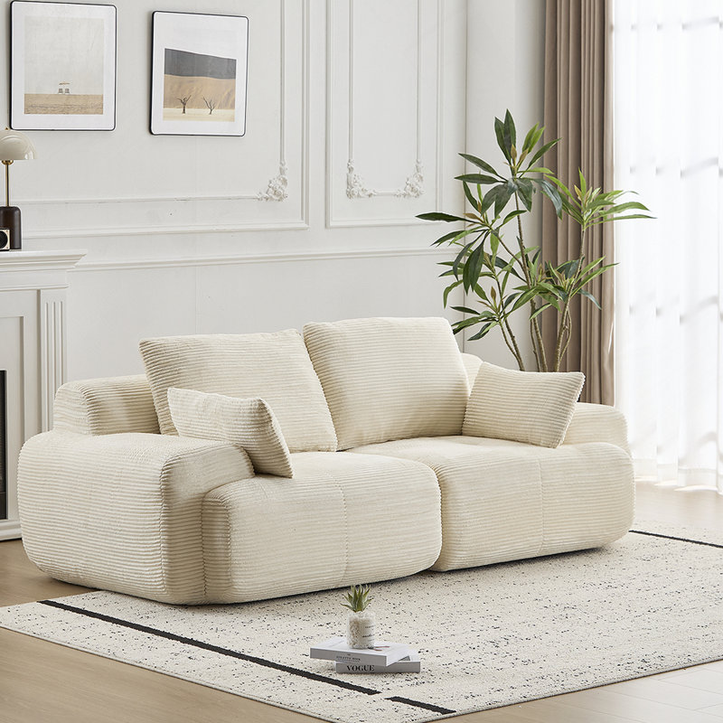 Canapé moderne modulaire en mousse à mémoire de forme compressée, grand canapé modulaire 2 places pour le salon, canapé modulaire Cloud pour animaux de compagnie, tissu en velours côtelé, causeuse très profonde, sans assemblage avec coussins
