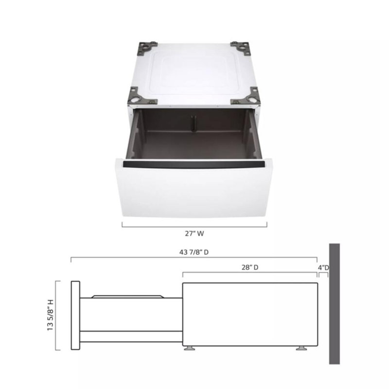 LG Laundry Pedestal Storage Drawer for Front Load Washers and Dryers with Basket, White