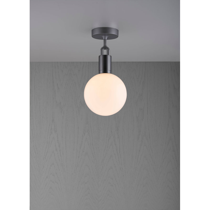 1 - Light Semi Flush Mount, Medium, Gun Metal, Opal