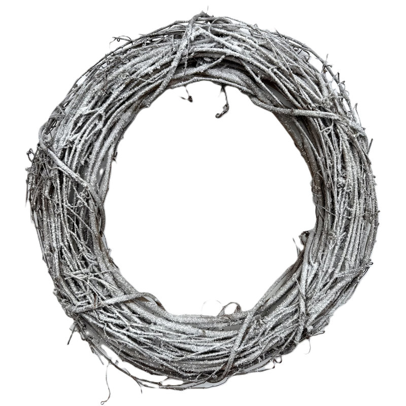 Flocked Grapevine Wreath: 18" - Glitter Snow Ice, Glitter Snow Ice