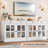 Modern Buffet Sideboard with 2 Glass Doors, Buffet Cabinet with Adjustable Shelf & Large Drawer-993270700