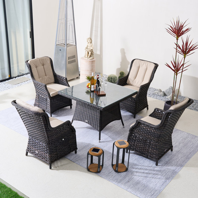 Aelys  4-Person Square Dining Set With Cushions
