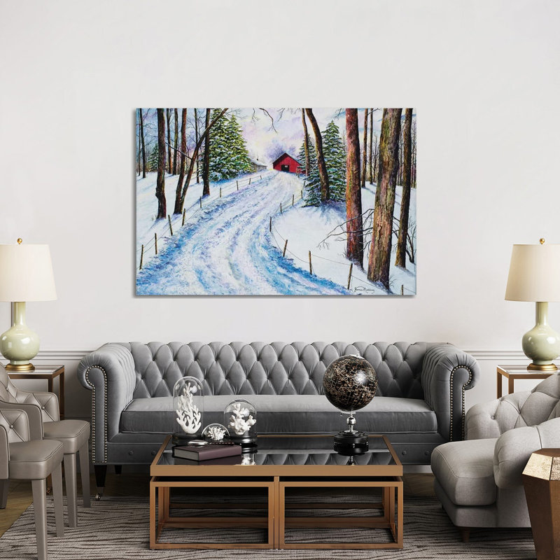 «Winter's Glow» par James Redding - peinture sur toile tendue, H 40 po x l 60 po x 1,5 po