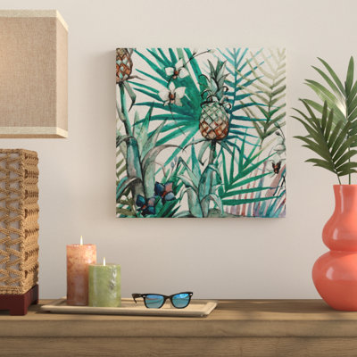 « tropical ananas », reproduction de peinture à l’aquarelle sur toile tendue