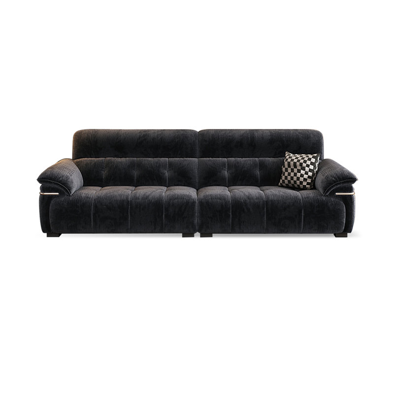 Canapé modulaire en chenille noire, H 35,43 po x l 98,43 po x P 43,31 po