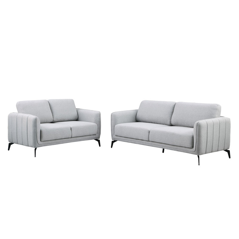 Chari Living Room Set, Chari Light Grey Fabric