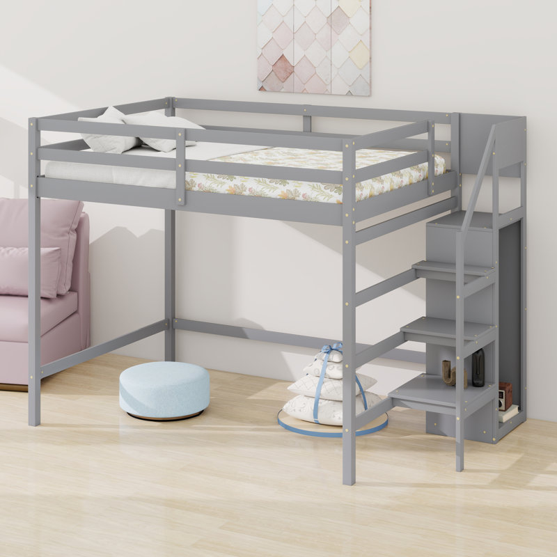 Maximiser l'espace Lit mezzanine avec garde-robe et escalier de rangement intégrés, Gris