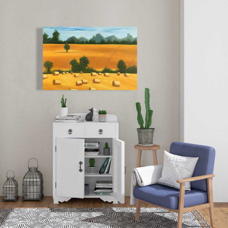 Hay Hay Bale Fields - Toile verte pour décoration intérieure