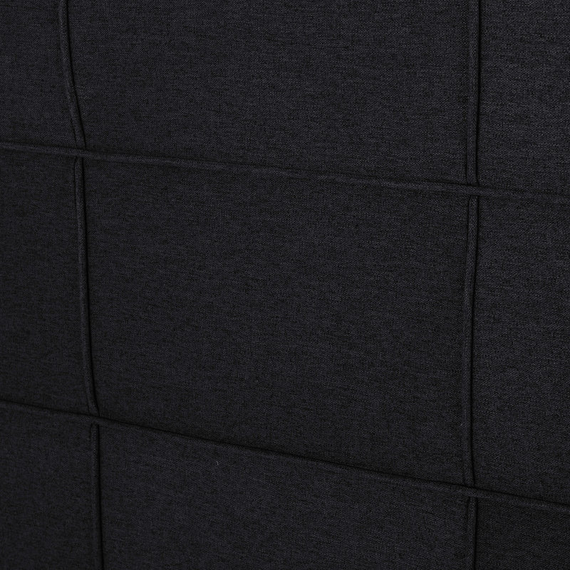 Tête de lit en tissu noir profond pour très grand lit - point de gaufre sophistiqué foncé, Noir