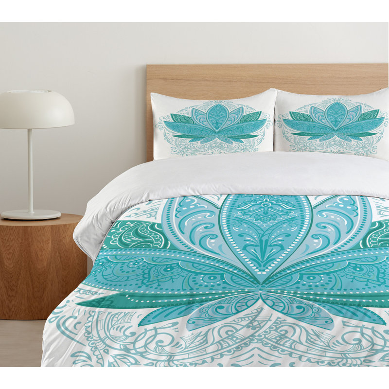 Lotus Flower Eclectic Polyester Duvet Cover, Twin