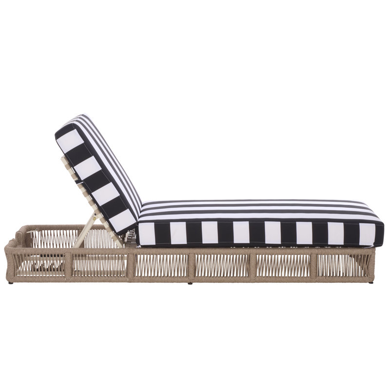 Langley Outdoor Chaise Lounge, Black/White