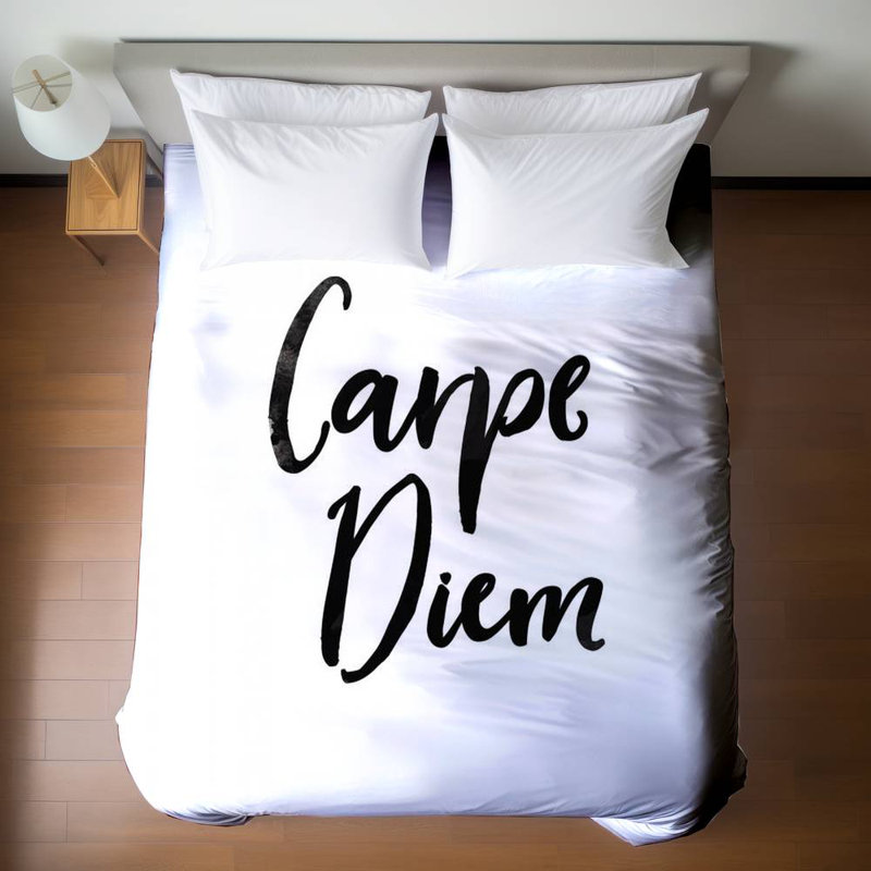 Housse de couette blanche Carpe Diem Quotes