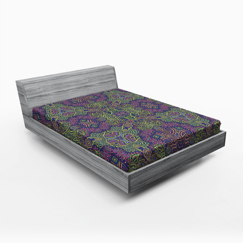 Microfiber Geometric Fitted Sheet, Queen Fitted Sheet