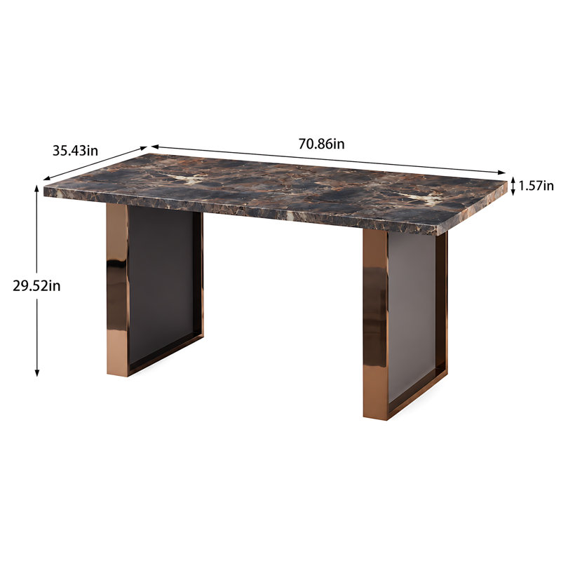Rectangular Dining Table with Metal Panel Legs