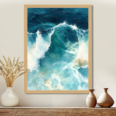 II - Tableau encadré représentant un paysage bleu