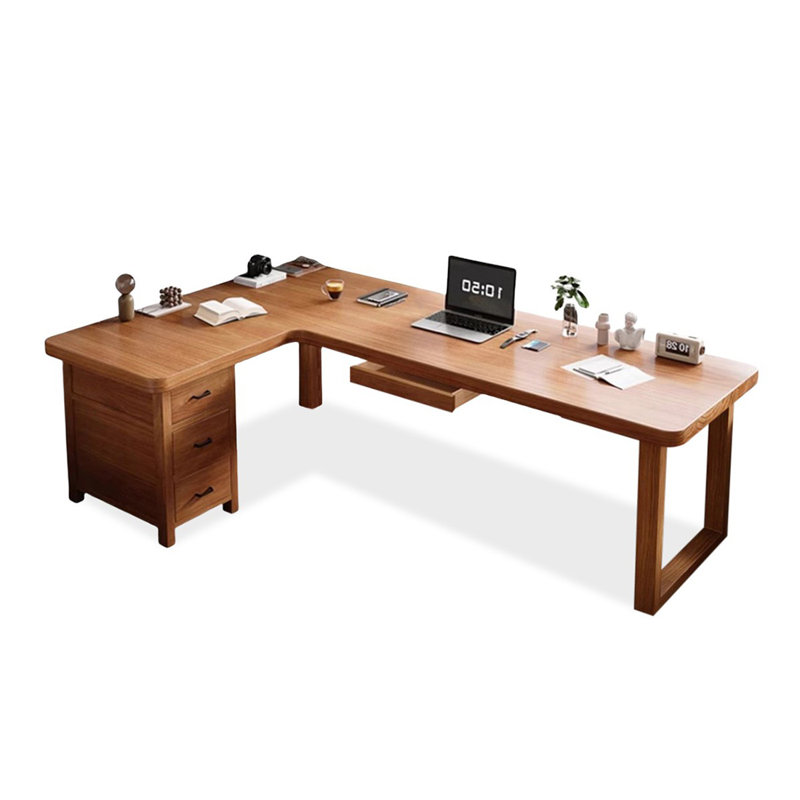 Bureau rectangulaire en L en bois massif, Retour à gauche, 29.53" H x 70.87" W x 47.24" D