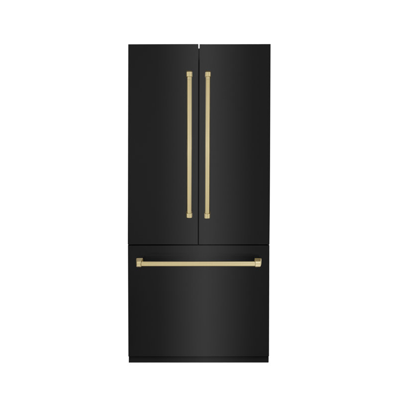 ZLINE 36" 19.6 cu. ft. Built-In 3-Door French Door Refrigerator with Internal Water and Ice Dispenser, Champagne Bronze
