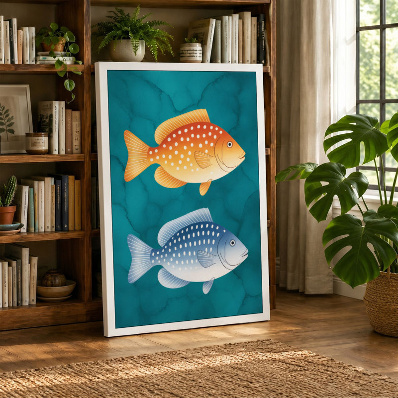 Fish in Symmetry Modern - Wrapped Canvas, 30x20 - 76.2 x 50.8 cm, White Border