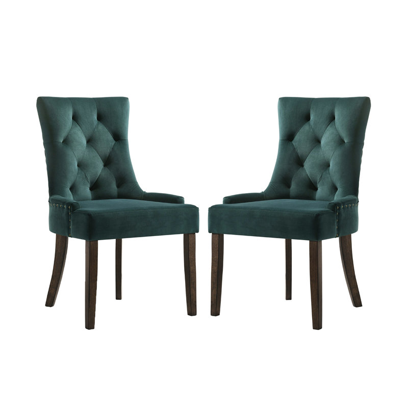 2 chaises de salle à manger en velours pour la chambre, 2, coussins rembourrés, système de support sinueux, 40 rembourrage en mousse, profondeur de 22 pouces