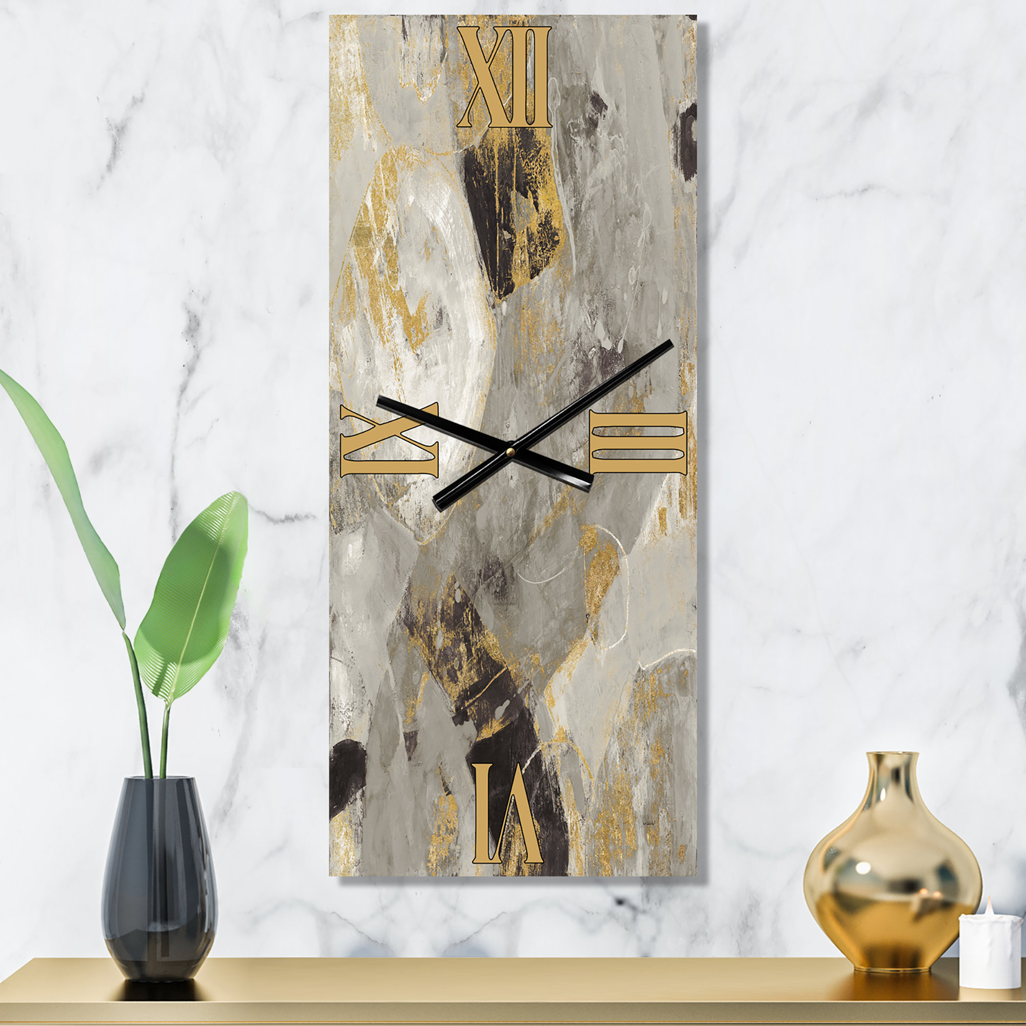 East Urban Home Glam Gold Desert Neutral - Glam Wall Clock | Wayfair