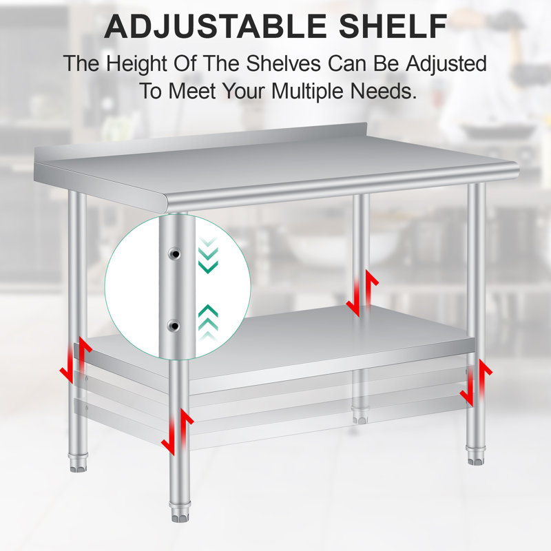 Table de préparation en acier inoxydable 48 po x 24 po x 35 po NSF