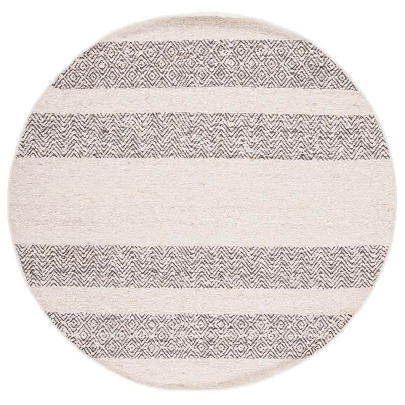 Abbie-James Natura Hand Woven Wool/Cotton Rug in Ivory, Round 6'